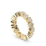 4 Carat Yellow Gold Heart Shape Eternity Ring/Band With Bezel Setting.